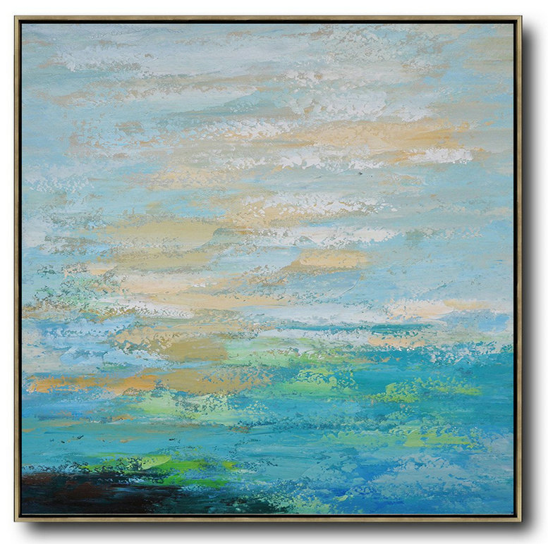 Handmade Large Contemporary Art,Oversized Contemporary Art,Large Paintings For Living Room,Blue,Maize-Yellow,Green.etc